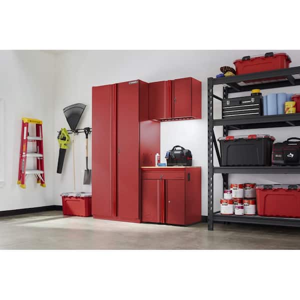 Husky 3-Piece Heavy Duty Welded Steel Garage Storage System in Red (64 in. W x 81 in. H x 24 in. D)