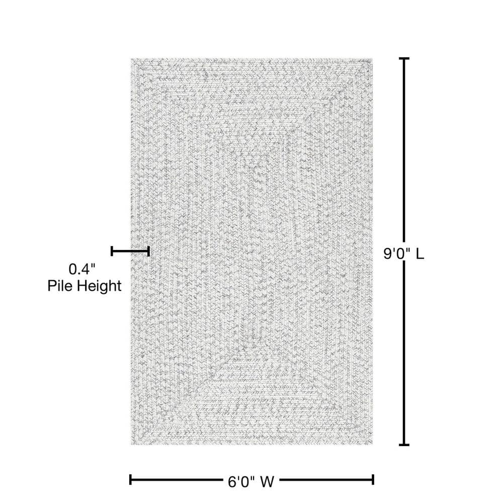 Elegant Ivory Braided 6' x 9' Synthetic Indoor/Outdoor Rug