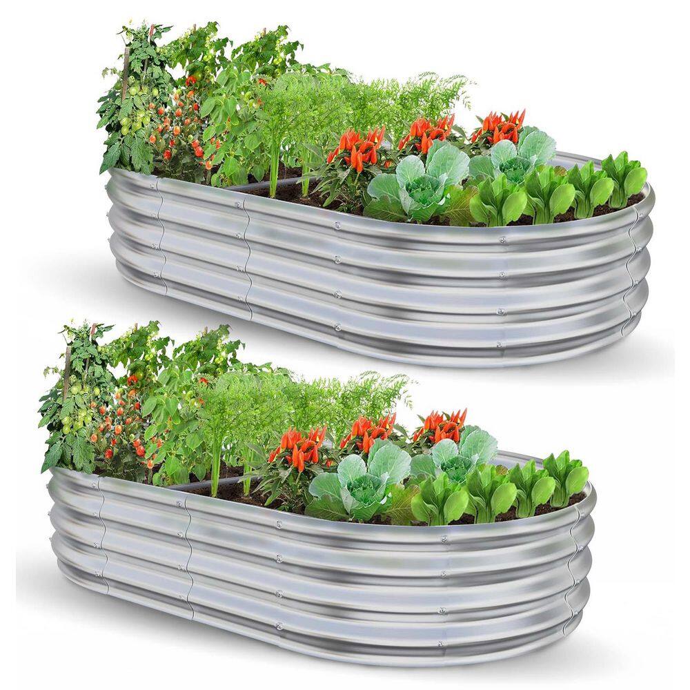 2 Pack Raised Planter Box Galvanized Steel Garden Bed-5 x 3 x 1 ft. Outdoor Oval Metal Frame for Vegetables/Flowers price history on PriceWatchPro