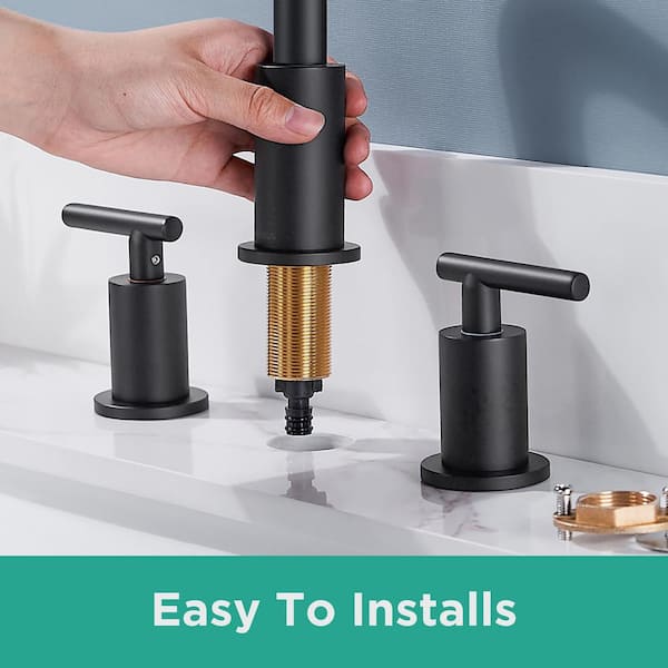 ANZA 8 in. Widespread Double Handle Bathroom Faucet with Ceramic
