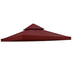 10 ft. x 10 ft. Burgundy Gazebo Canopy Top Replacement 2 Tier Patio Pavilion Cover UV 30 Sunshade(No Shelf)