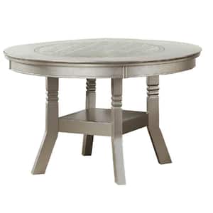 48 in. Silver Glass Top 4 Legs Dining Table (Seat of 4)