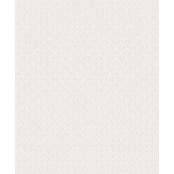 Unbranded Boutique Collection White Metallic Geometric Fan Non-pasted Paper on Non-woven Wallpaper Roll