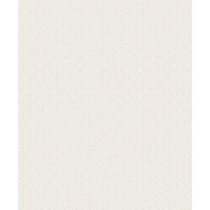 Boutique Collection White Metallic Geometric Fan Non-pasted Paper on Non-woven Wallpaper Sample