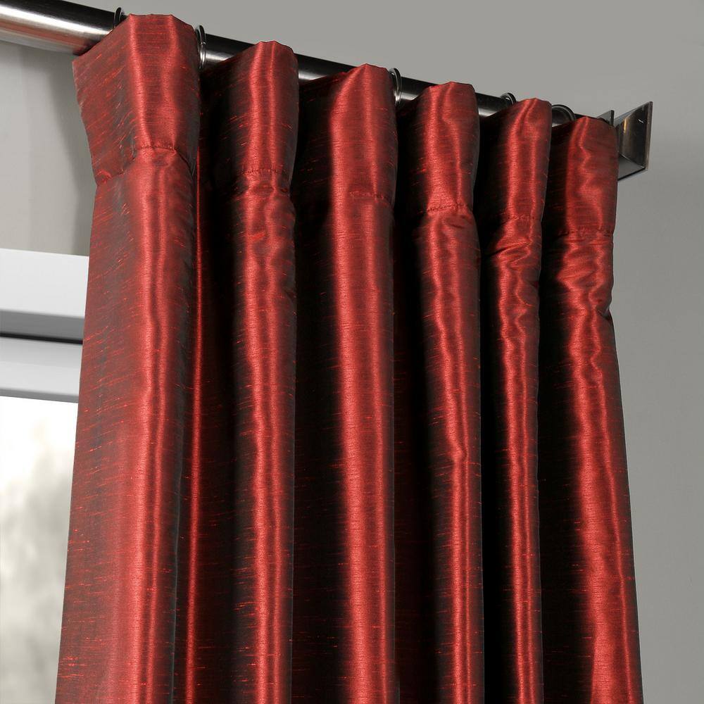 Ruby Faux Silk Pleated 120-Inch Window Curtain Panel