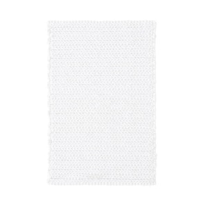 20 in. x 30 in. 100% White Cotton Chenille Chain Stitch Bathroom Rug with Non-Skid Backing
