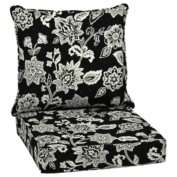 ARDEN 24 in. x 24 in. 2-Piece Deep Seating Outdoor Lounge Chair Cushion in Ashland Black Jacobean