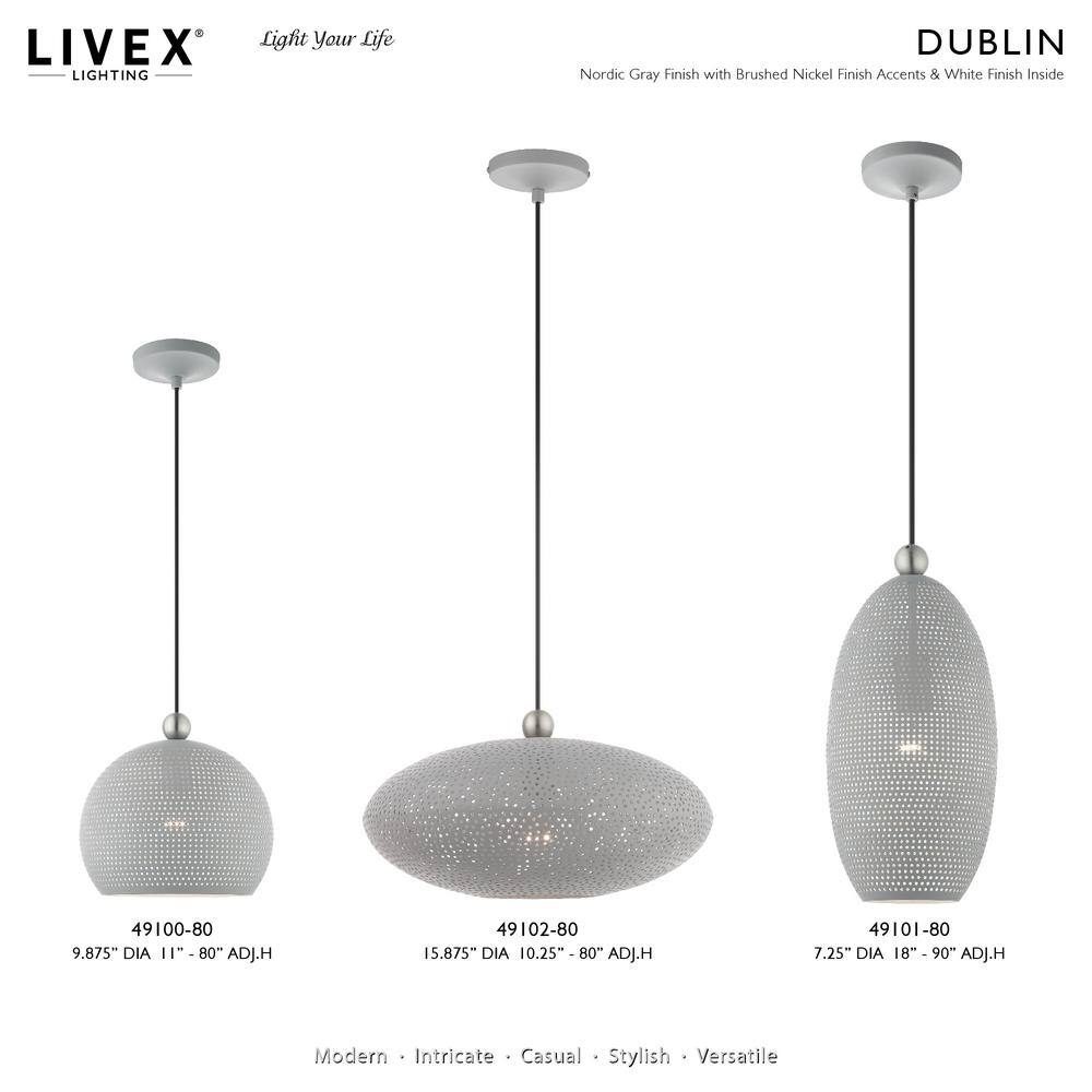 Nordic Gray and Nickel 1-Light Globe Pendant