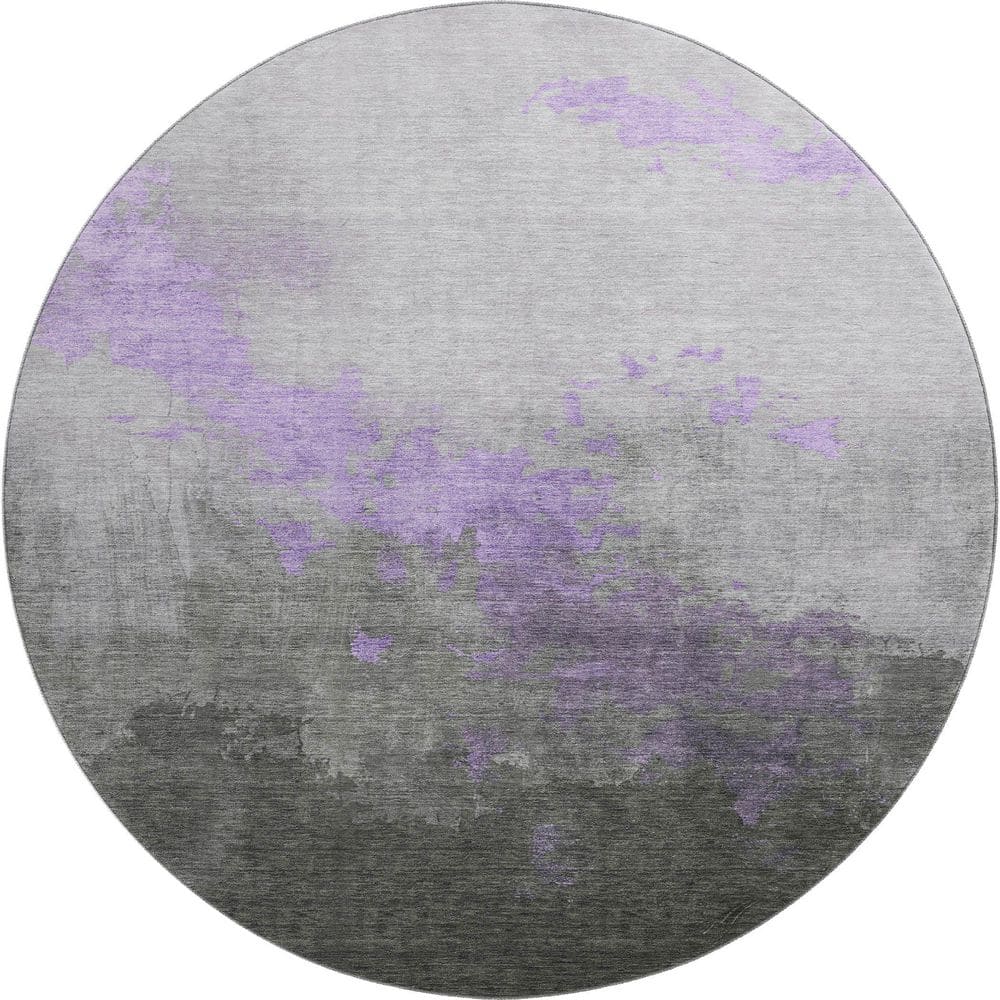 Mayfield Premium Machine Washable Abstract AMF1881 Lavender 8 ft. x 8 ft. Round Rug price history on PriceWatchPro