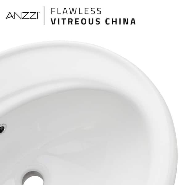 ANZZI Luna Series 19 in. Ceramic Drop-In Oval Bathroom Sink Basin