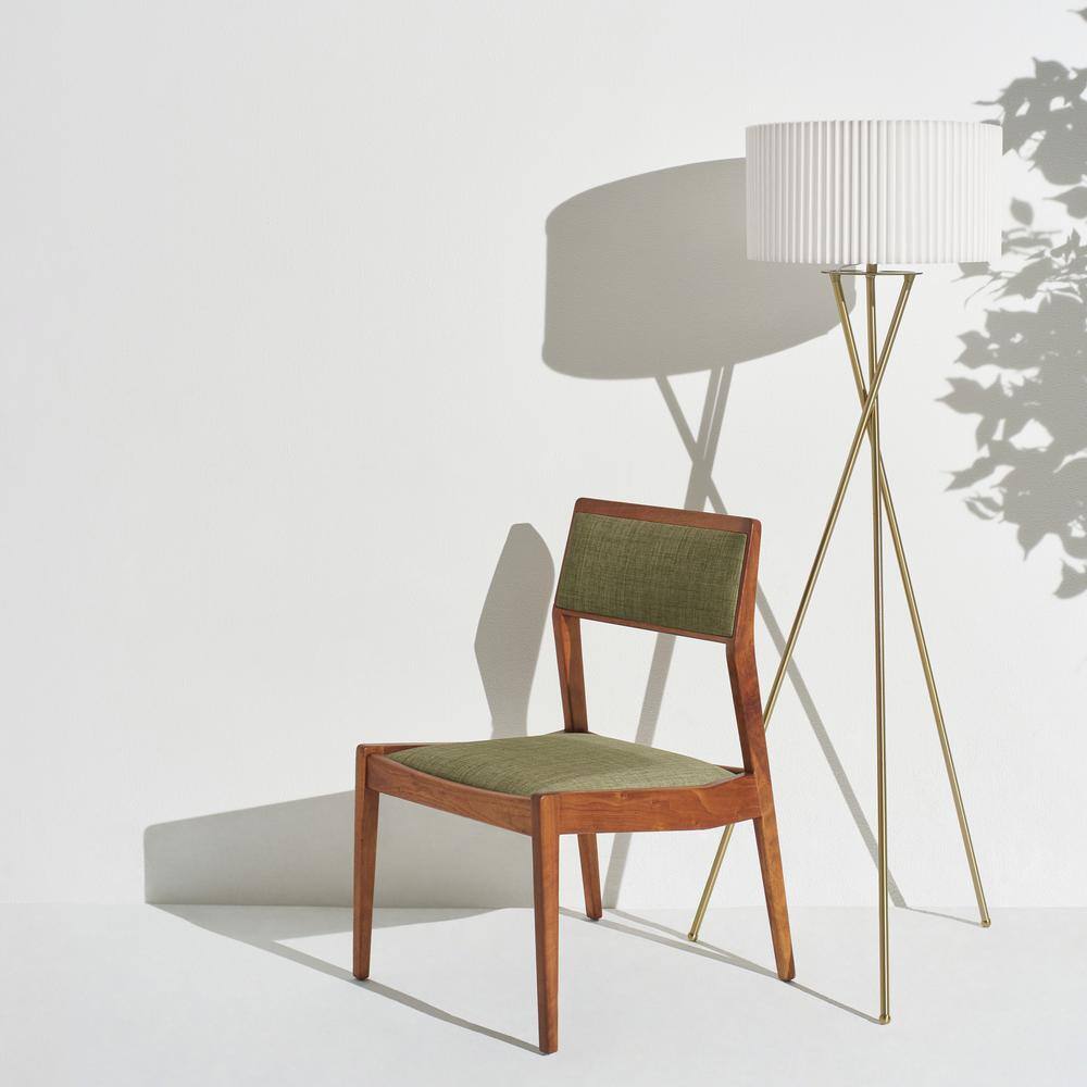 Jaxon 60" Brass Tripod Floor Lamp with Pleated Shade