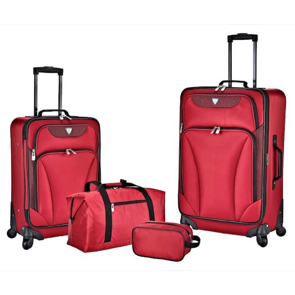 Travelers Club 4-Piece Red Expandable Softside Luggage Set with Weekender Tote