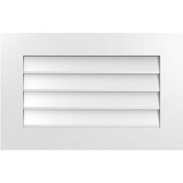 Ekena Millwork 28 in. x 18 in. Vertical Surface Mount PVC Gable Vent: Decorative with Standard Frame