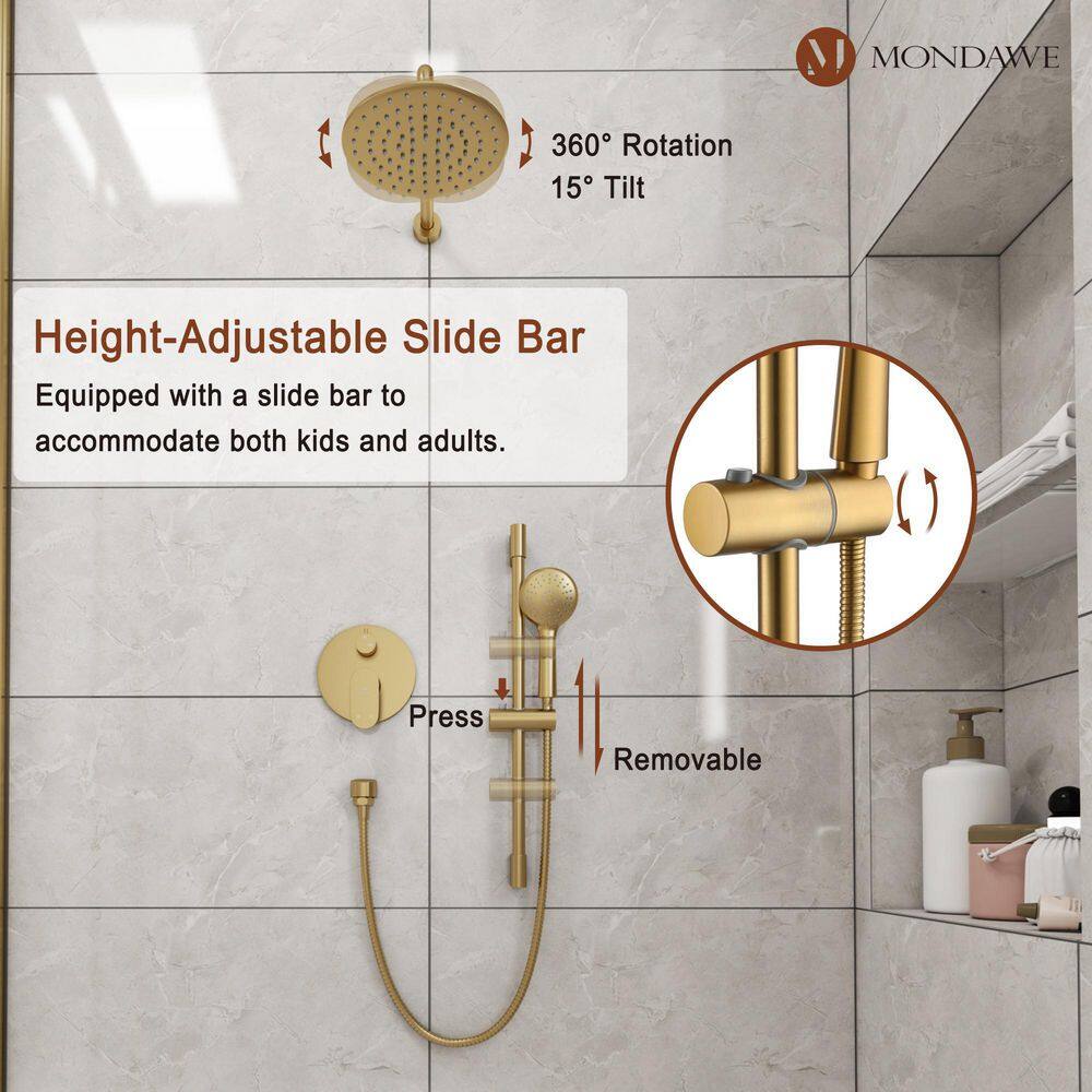 Brushed Gold Dual Shower System with Adjustable Handheld
