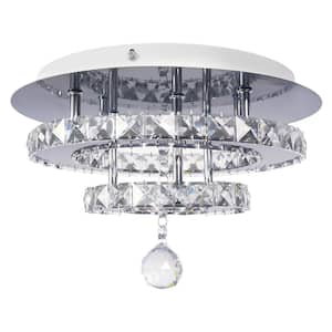 11.81 in. 1-Light Modern Crystal Silver Integrated LED Flush Mount Ceiling Light