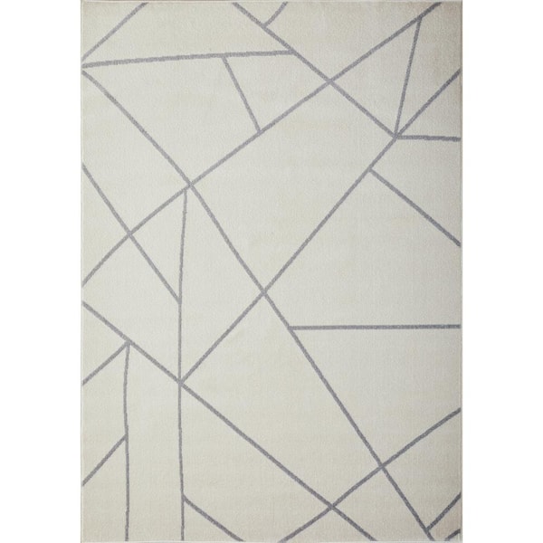 Kissandrah Bixelm Cream 9 ft. 10 in. x 12 ft. 10 in. Geometric Polypropylene Area Rug
