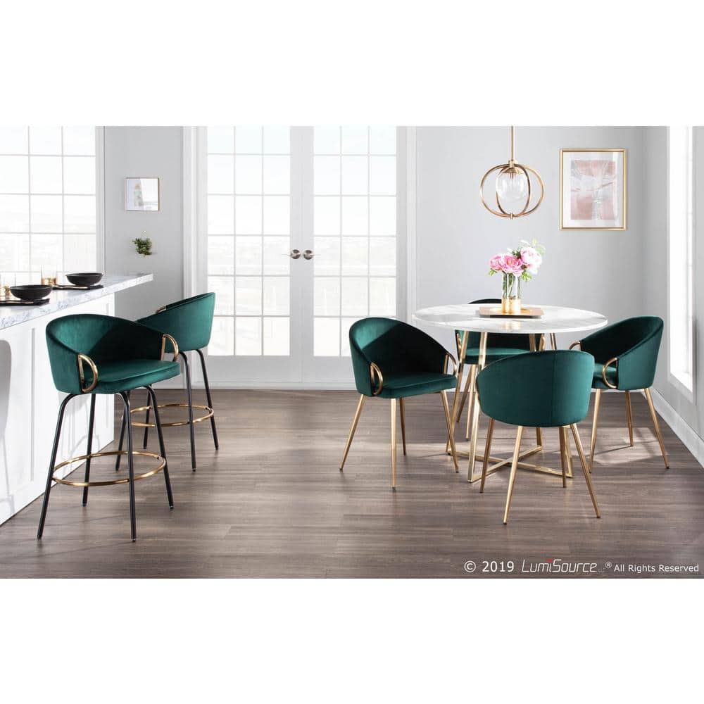 Emerald Green Velvet Upholstered Dining Chair with Gold Metal Frame