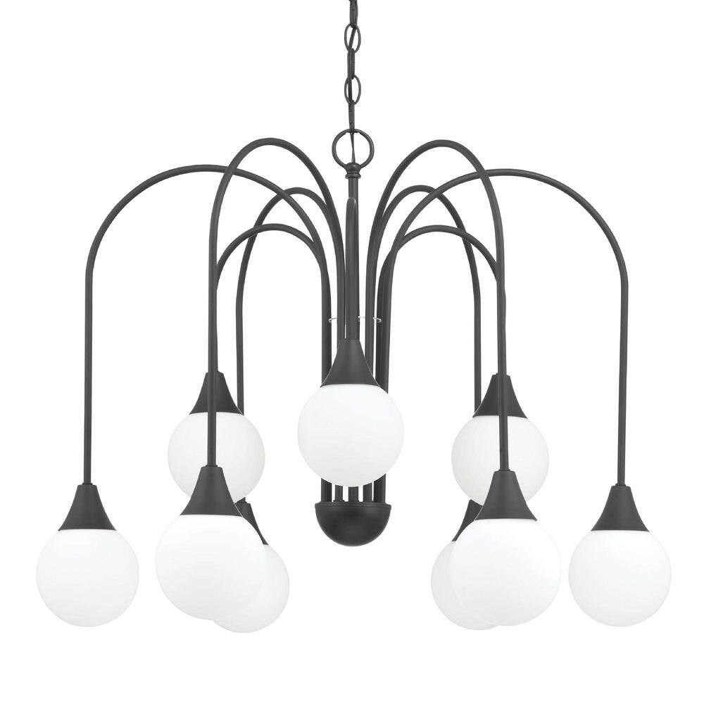Hunter Valadon 9-Light Matte Black with Cased White Glass Chandelier for Kitchens price history on PriceWatchPro