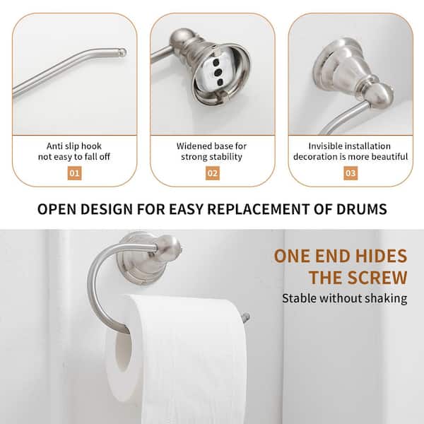 Wall Mounted Bathroom Accessories Tissue Toilet Paper Holder Rustic Toilet Paper Dispenser in Brushed Nickel