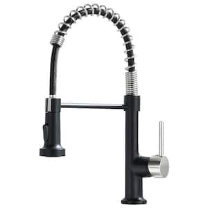 Commercial Brass Sink Faucet Single Handle Pull Down Sprayer Kitchen Faucet in Matte Black and Brushed Nickel