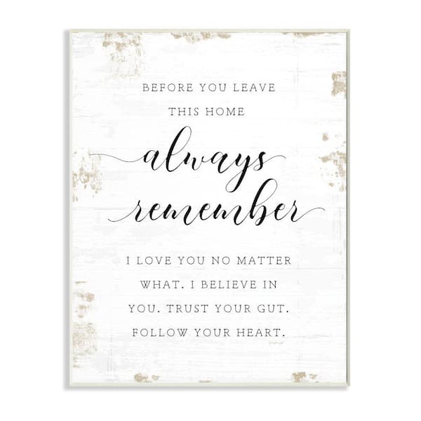 Stupell Industries "Always Follow Your Heart Phrase Country Home Charm" by Jennifer Pugh Country Wood Wall Art Print 10 in. x 15 in.