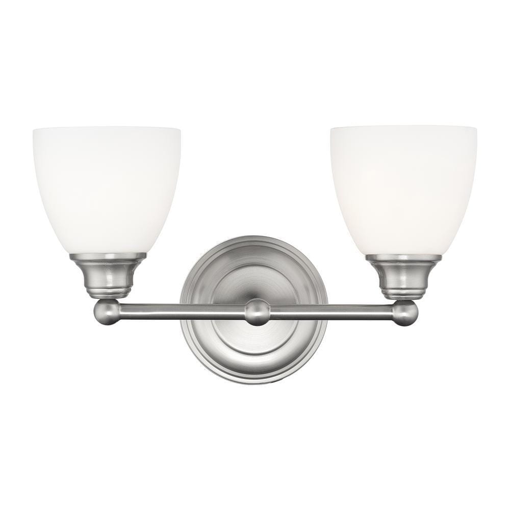 Somerville Brushed Nickel 2-Light Vanity with Satin Opal White Glass