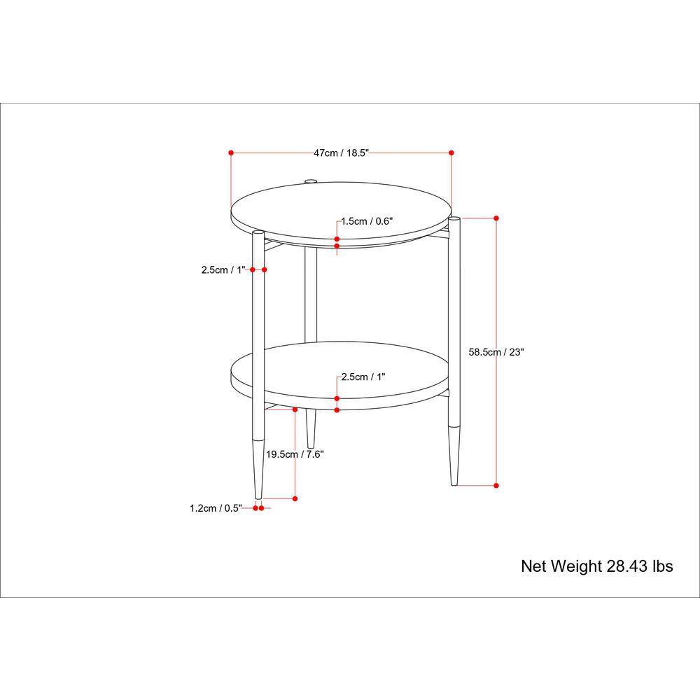 Wagner 18" Round White Marble and Acacia Wood Side Table