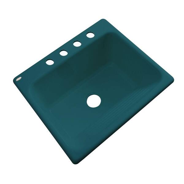 Thermocast Kensington Drop-In Acrylic 25 in. 4-Hole Single Bowl Utility Sink in Teal