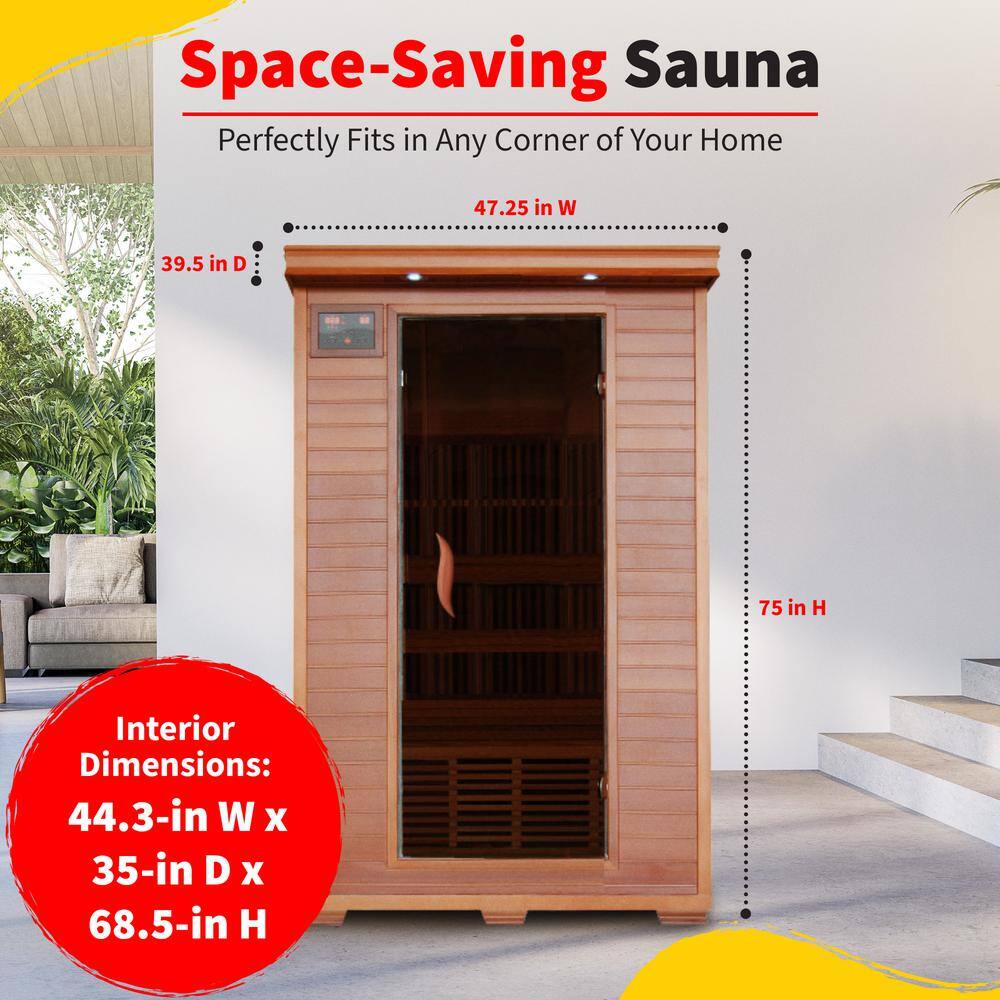 Sierra 2-Person Cedar FAR Infrared Sauna with Bluetooth