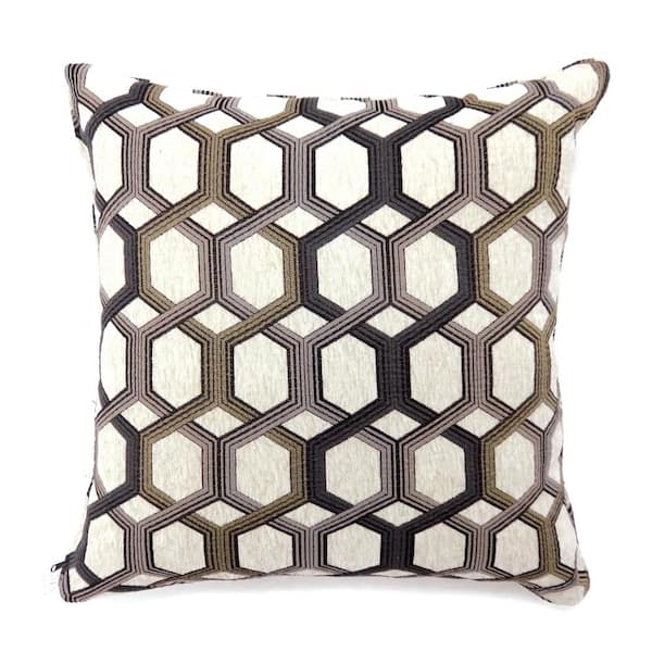 Comney Gray Geometric Polyester 18 in. x 18 in. Throw Pillow