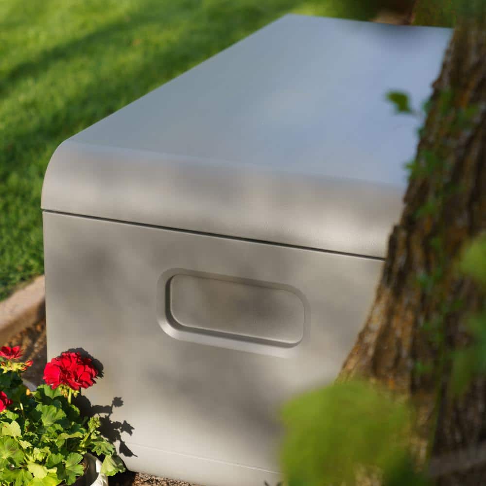 Gray Lockable Plastic Outdoor Storage Deck Box, 136 Gallon