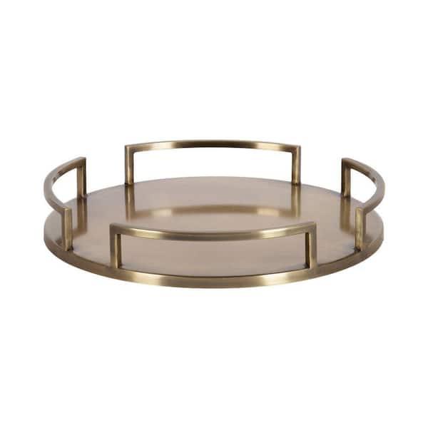 Kate and Laurel Gohana Gold Round 16 in. Metal Decorative Tray