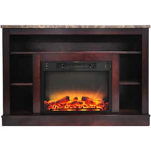 47 in. Electric Fireplace with Enhanced Log Insert and Mahogany Mantel