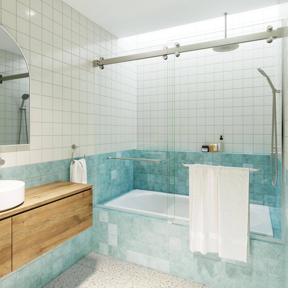 Glass Warehouse Polaris 60 in. W x 66 in. H Sliding Frameless