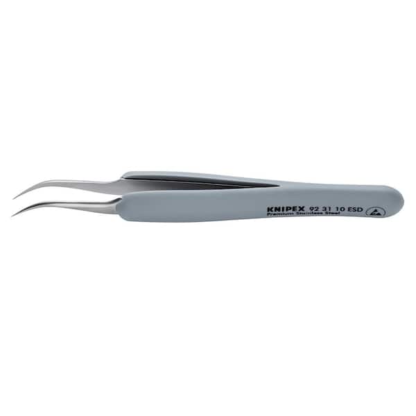 KNIPEX 5 in. Precision Tweezers-45°Angled- Premium Stainless-Steel Needle-Point Tips-ESD