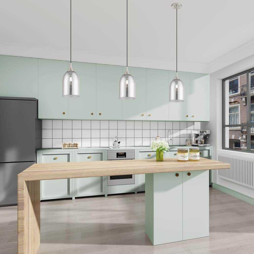 Brushed Nickel Mini Pendant with Smoke Glass Shade