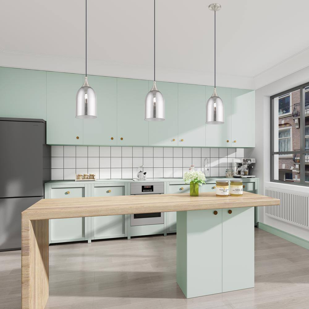 Brushed Nickel Mini Pendant with Smoke Glass Shade