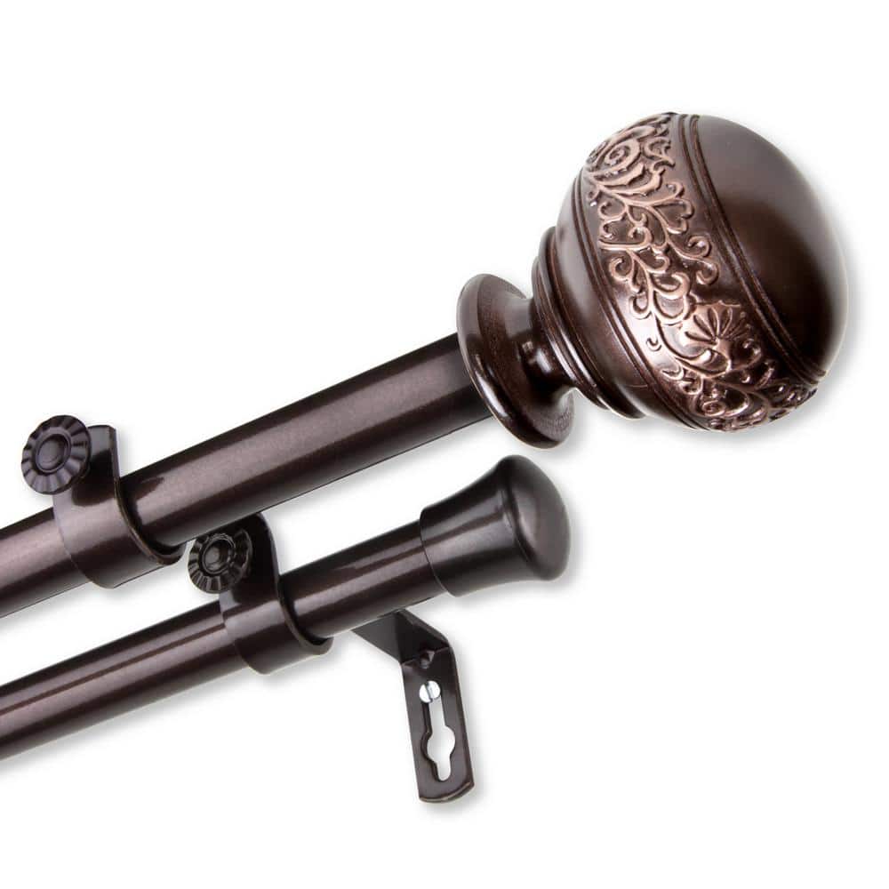 28 in. to 48 in. Adjustable 13/16 in. Douglas Double Curtain Rod in Cocoa