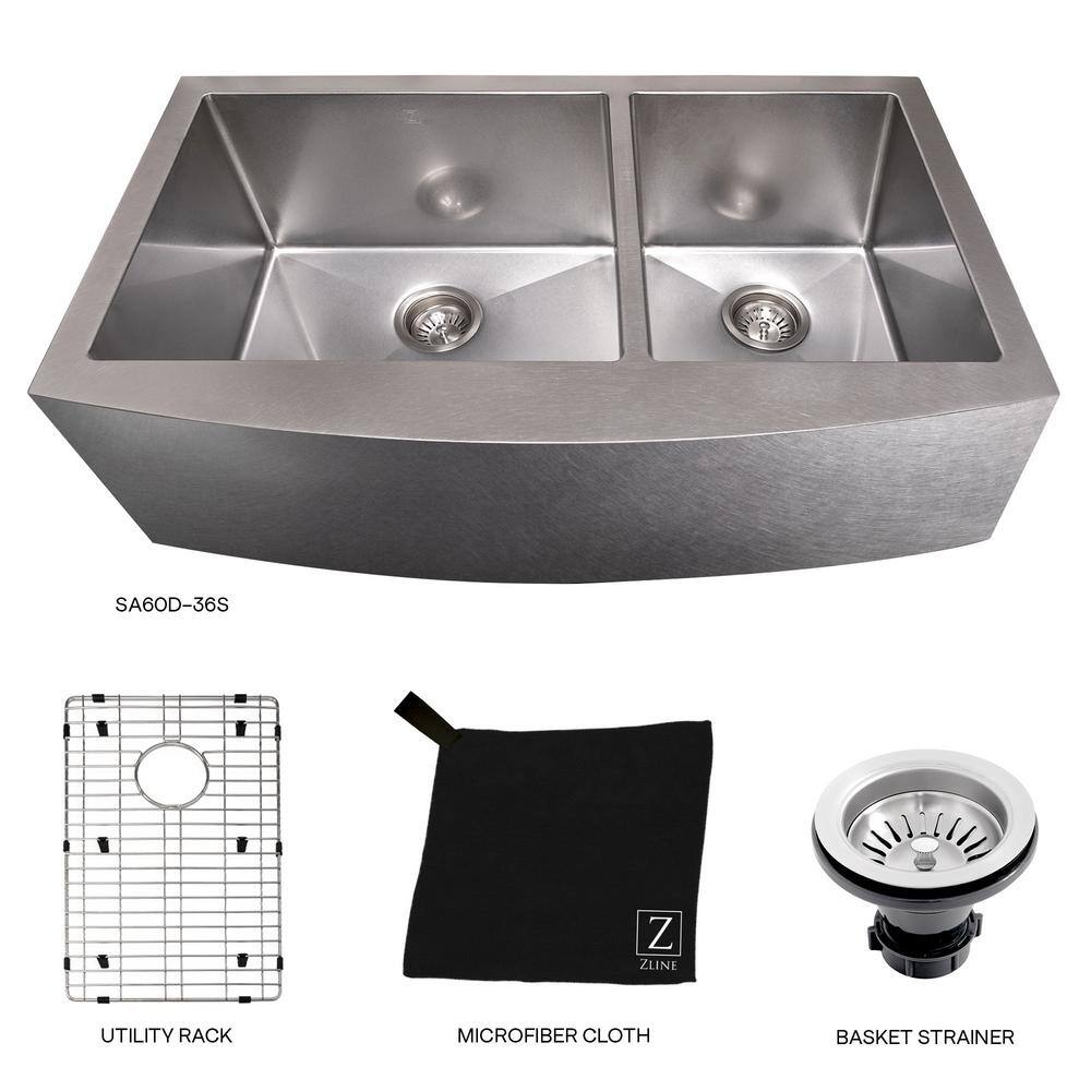 36" Stainless Steel Double Bowl Farmhouse Kitchen Sink