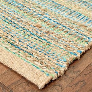 Natural Jute and Chenille Tan/Blue/Green 5 ft. x 7 ft. 9 in. LR03302 Handwoven Area Rug