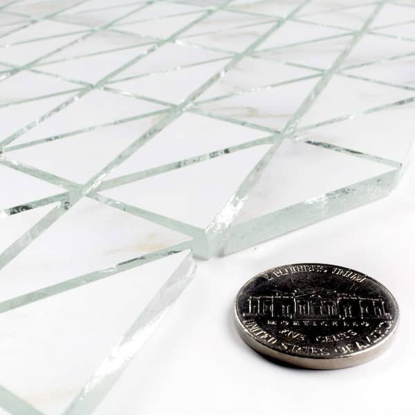 Art Deco Calacatta Gold 12 in. x 12 in. Geometric Mosaic Glass Backsplash Wall Tile (1 Sq. Ft./Piece)