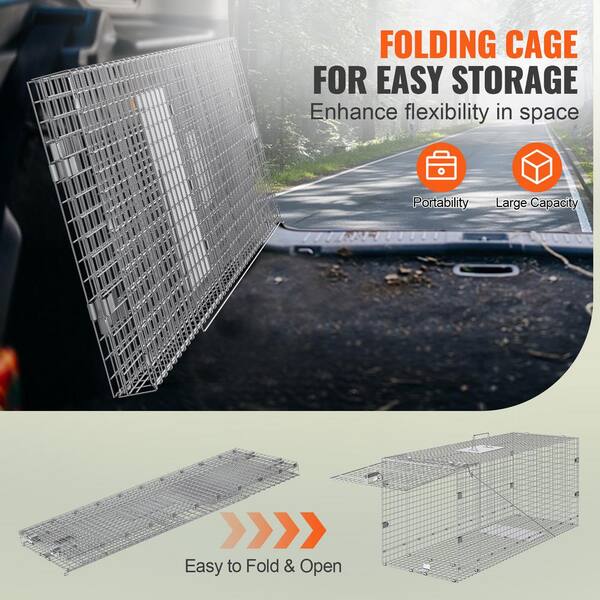 SKYSHALO Live Animal Cage Trap, 50 x 20 x 26 in. Humane Cat