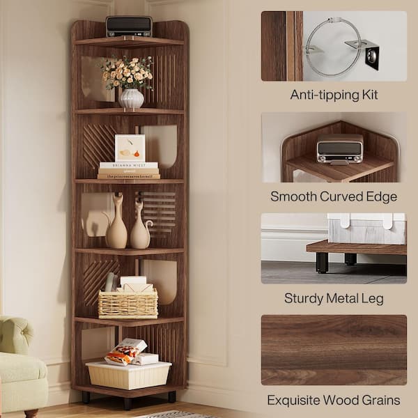 【BGO】新品 EGS SHELF ウォールナット EDGE STAND BYBLIGHT Eulas 71.85 in. Tall Brown Wood 5-Shelf Standard