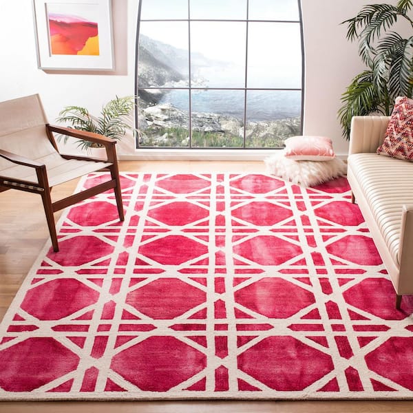 Dip Dye 2 ft. x 3 ft. Ivory/Red Overdyed Trellis Area Rug