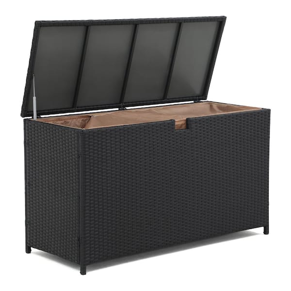 Freestyle 125 Gal. Black Wicker Outdoor Storage Deck Box