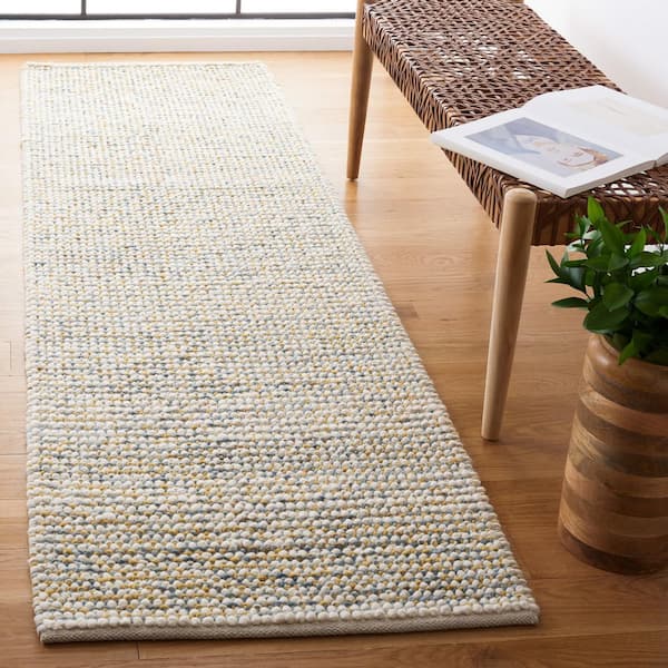 Vermont 2 ft. x 8 ft. Dark Gold/Blue Knitted Runner Rug