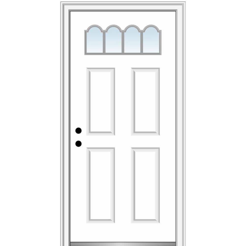 36 in. x80 in. Right-Hand Inswing 1/4-Lite Clear 4-Panel Primed Fiberglass Smooth Prehung Front Door on 6-9/16 in. Frame price history on PriceWatchPro