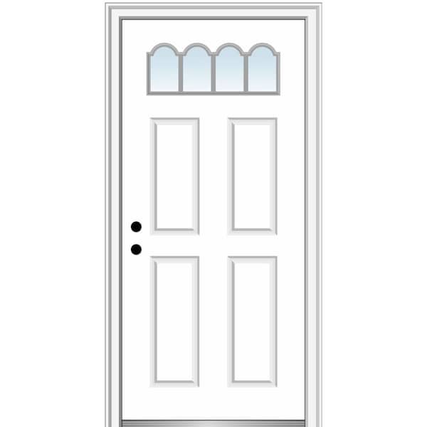 MMI Door 30 in. x 80 in. Classic Right-Hand Inswing 1/4-Lite 4-Panel Clear Primed Steel Prehung Front Door on 4-9/16 in. Frame