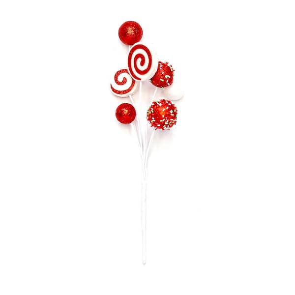Unbranded 13 in. Christmas Peppermint and C and y Ornament Pick, Set of 6