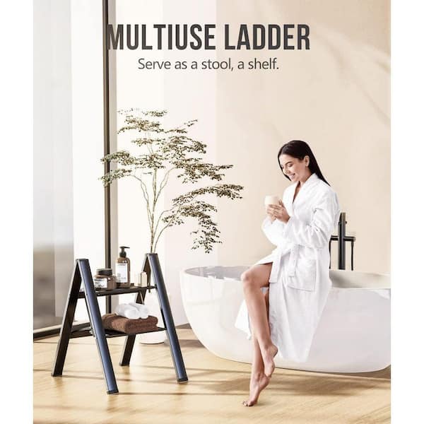 2-Step 8 ft. Reach Aluminum Foldable Step Stool with Anti-Slip